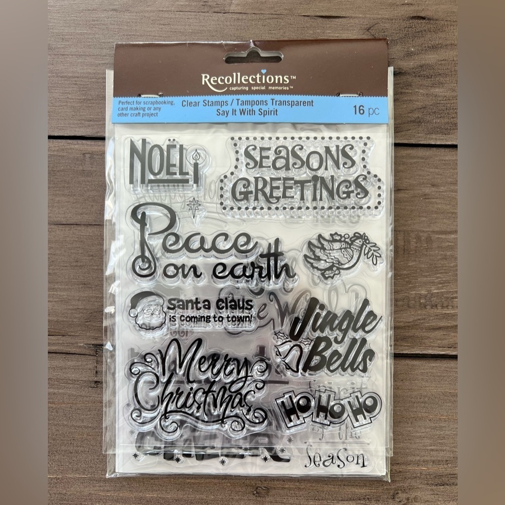 Recollections Clear Stamps Christmas Theme Say It With Spirit Set